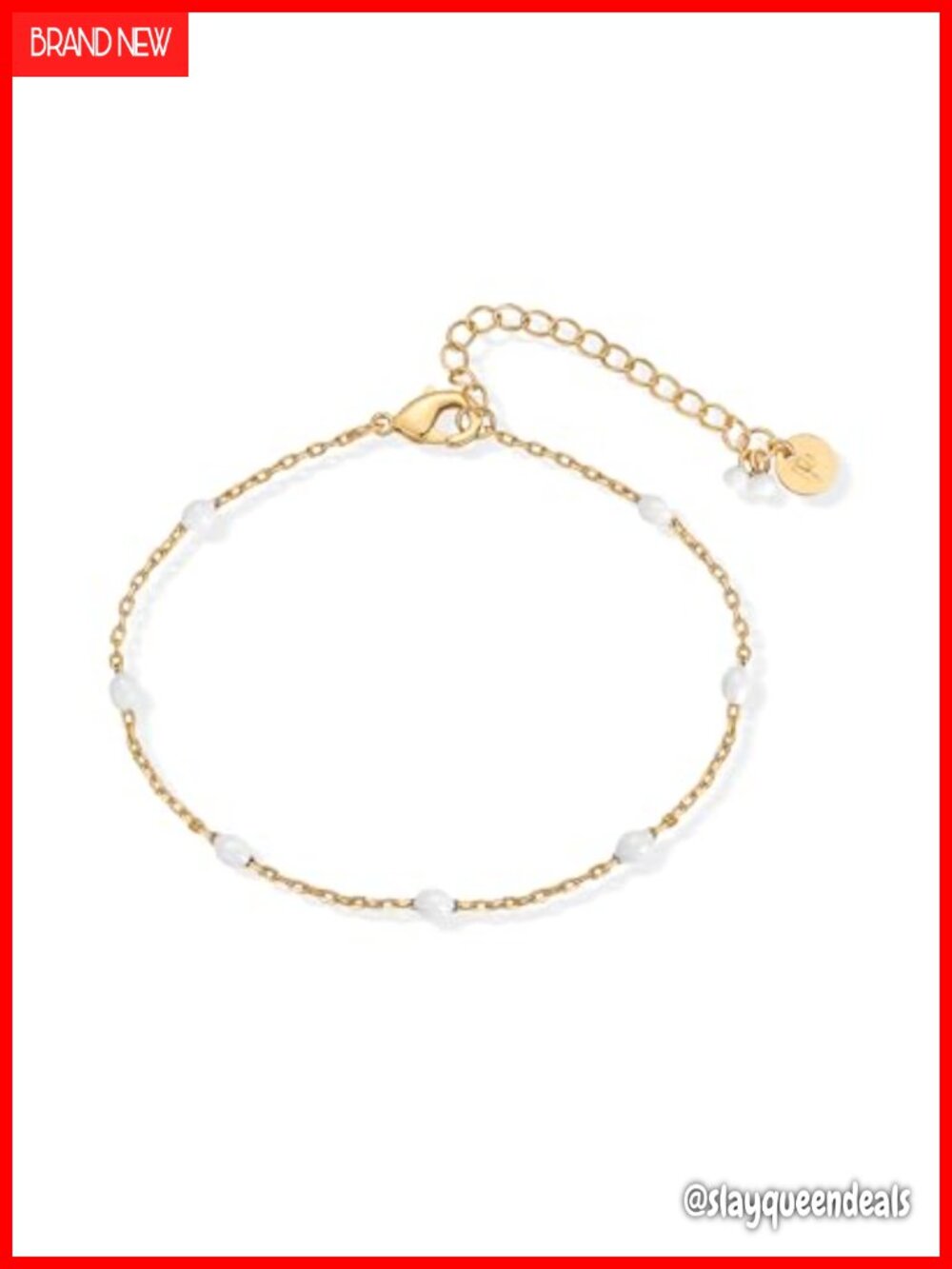 14K Gold Plated Enamel Beaded Bracelet - Dainty Link Bracelet Stackable Jewelry